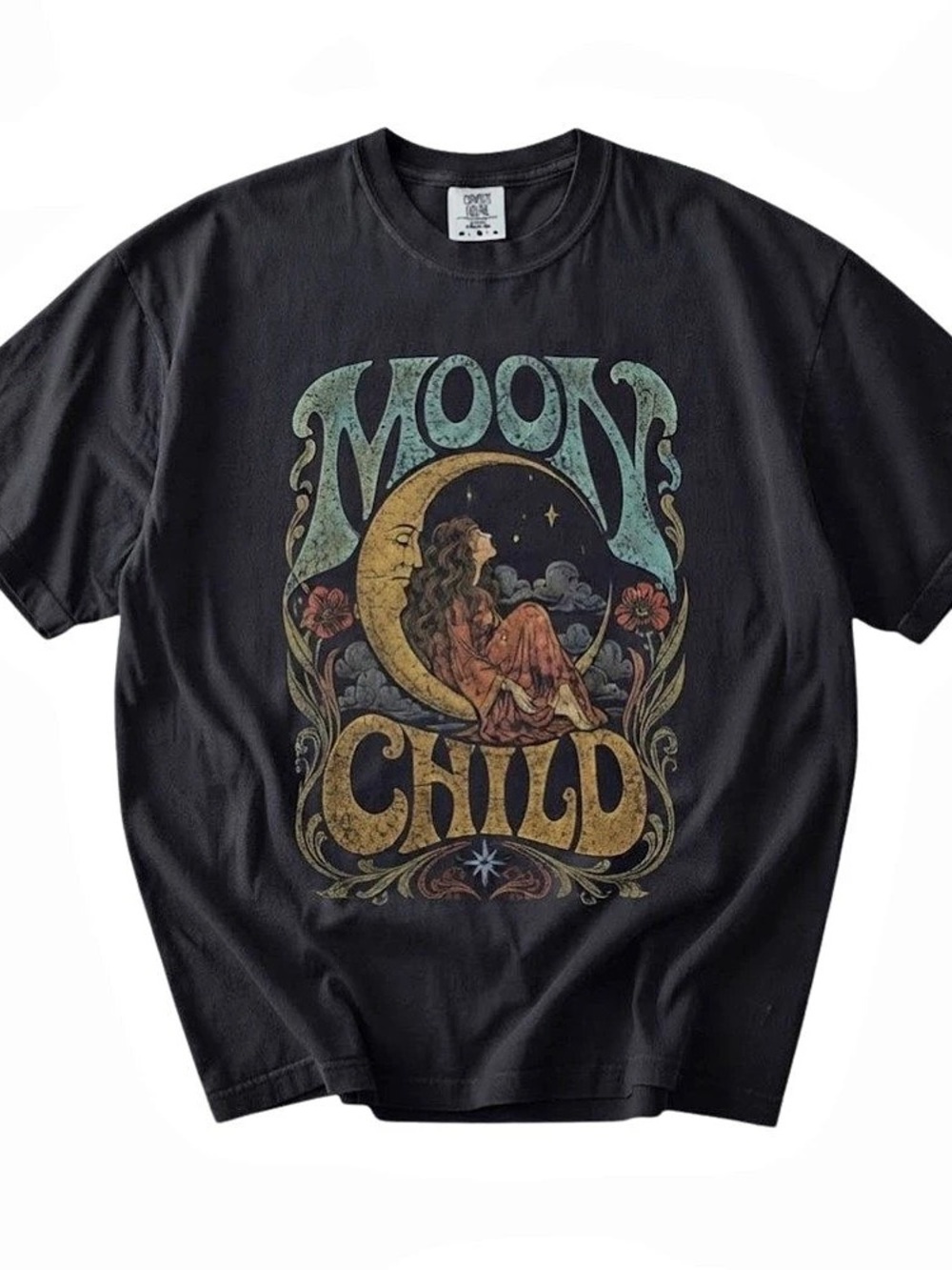 Celestial Crow Fall Raven Moon Floral Leaves Nature Gildan T-Shirt